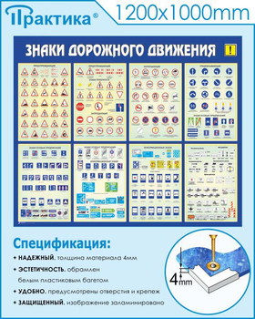 С48 Стенд знаки дорожного движения (1200х1000 мм, прямая печать) - Стенды - Стенды по безопасности дорожного движения - Магазин охраны труда Протекторшоп