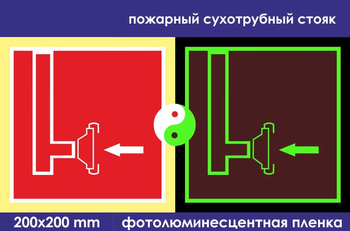 F08 пожарный сухотрубный стояк (фотолюминесцентная пленка, 200х200 мм) - Знаки безопасности - Знаки пожарной безопасности - Магазин охраны труда Протекторшоп