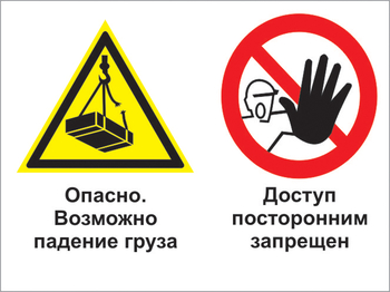 Кз 32 опасно - возможно падение груза. доступ посторонним запрещен. (пластик, 400х300 мм) - Знаки безопасности - Комбинированные знаки безопасности - Магазин охраны труда Протекторшоп