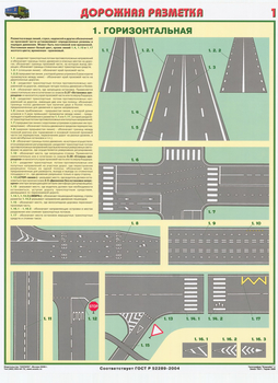 ПС42 Дорожная разметка (ламинированная бумага, А2, 2 листа) - Плакаты - Автотранспорт - Магазин охраны труда Протекторшоп