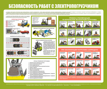 С132 безопасность работ с электропогрузчиком (1000х1200 мм, пластик ПВХ 3мм, Прямая печать на пластик) - Стенды - Стенды по охране труда - Магазин охраны труда Протекторшоп