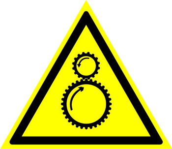 W29 осторожно! возможно затягивание между вращающимися элементами (пленка, сторона 200 мм) - Знаки безопасности - Предупреждающие знаки - Магазин охраны труда Протекторшоп
